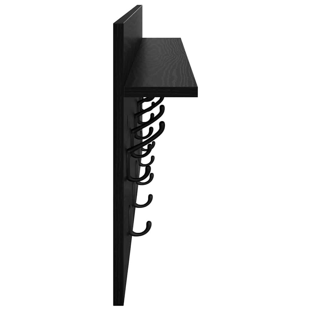 Porte-manteau mural avec étagère Chêne noir Bois d'ingénierie