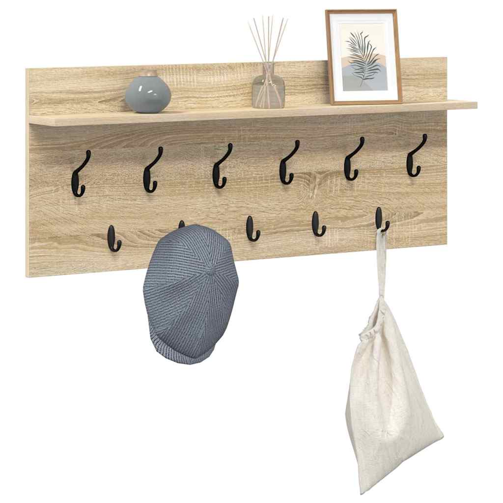 Porte-manteau mural avec étagère Chêne sonoma Bois d'ingénierie