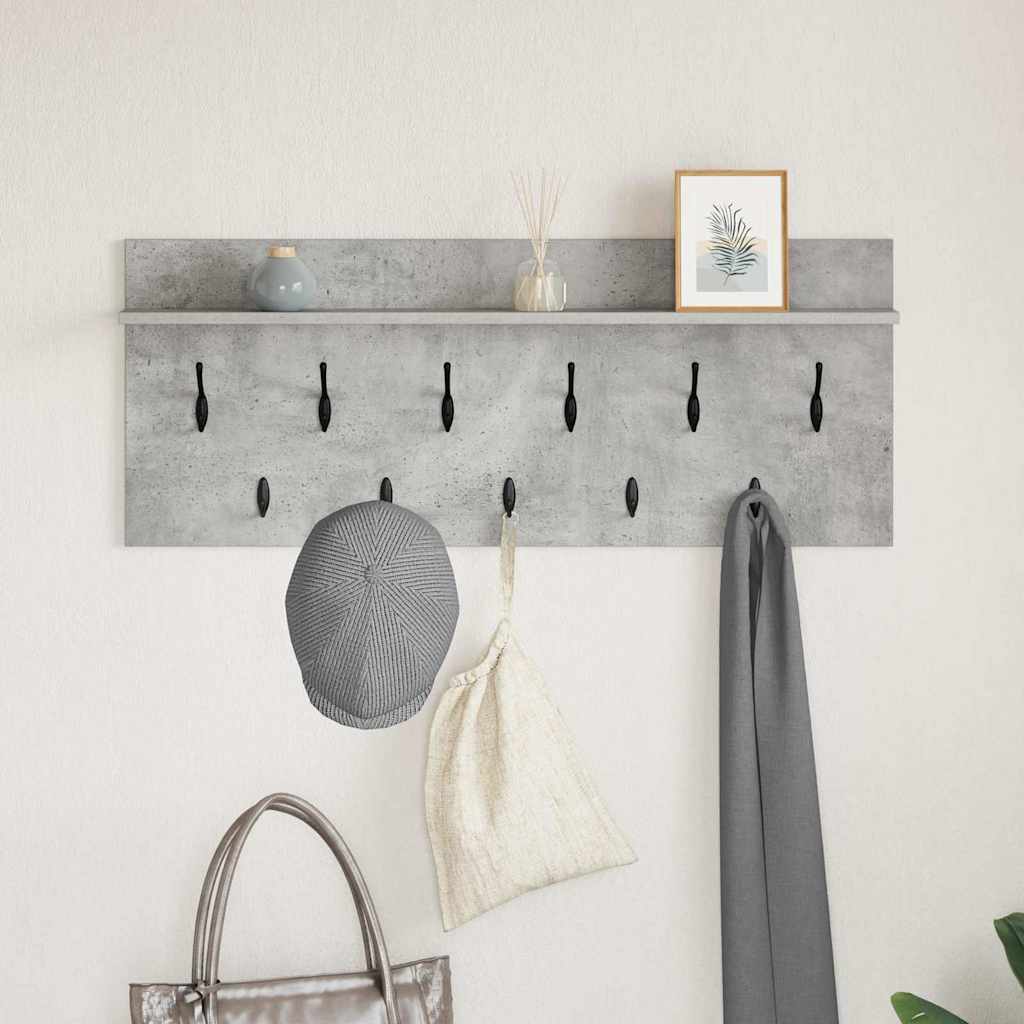 Porte-manteau mural avec étagère Gris béton Bois d'ingénierie