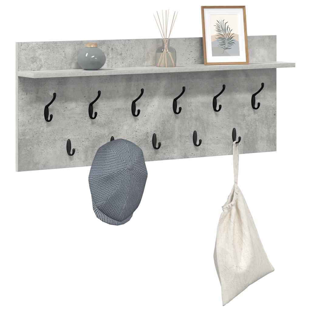 Porte-manteau mural avec étagère Gris béton Bois d'ingénierie