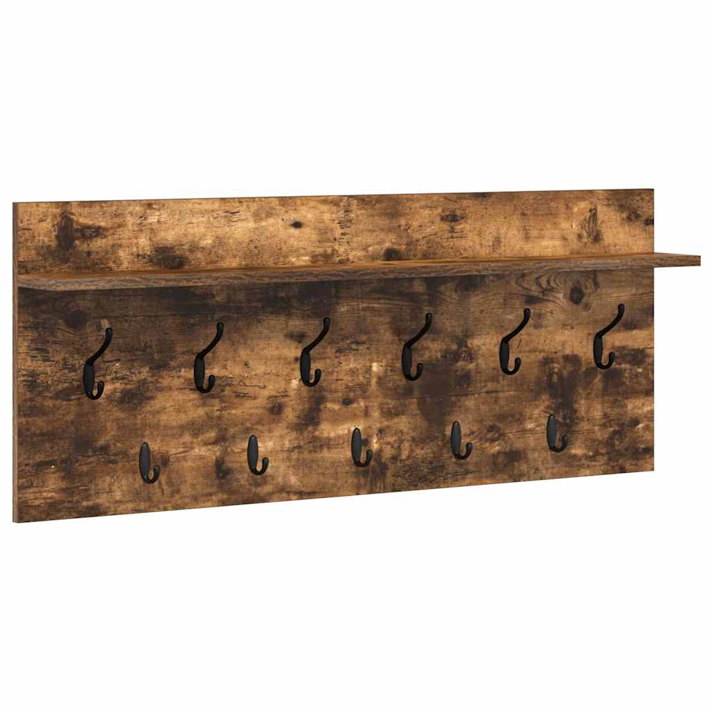 Porte-manteau mural avec étagère Chêne fumé Bois d'ingénierie