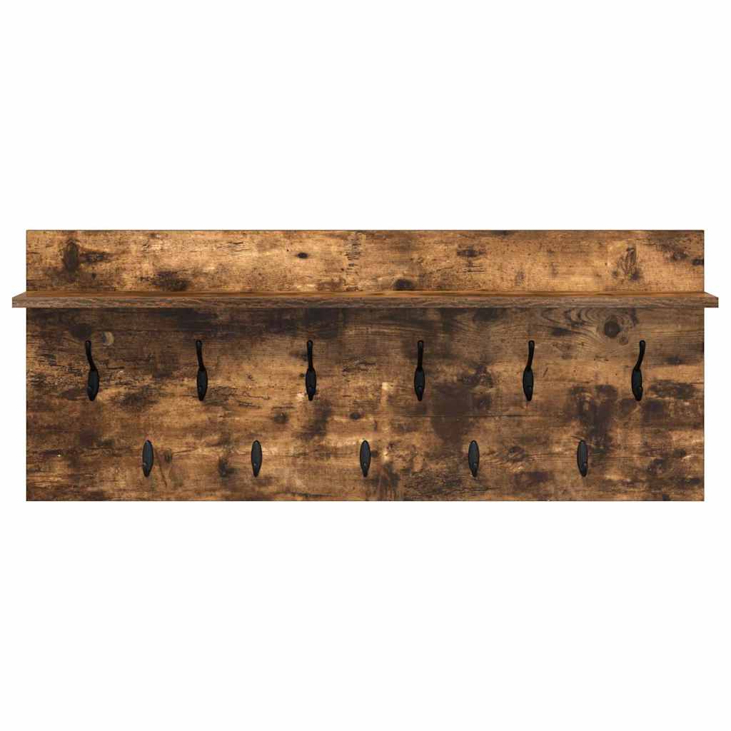 Porte-manteau mural avec étagère Chêne fumé Bois d'ingénierie