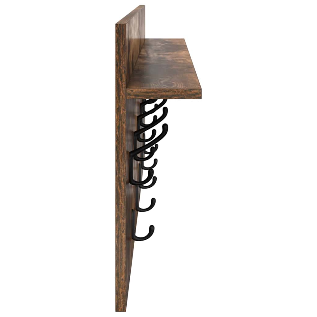 Porte-manteau mural avec étagère Chêne fumé Bois d'ingénierie