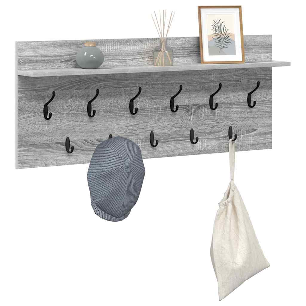 Porte-manteau mural avec étagère Sonoma gris Bois d'ingénierie