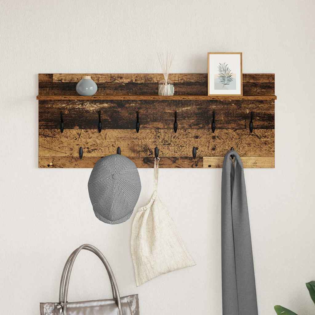Porte-manteau mural avec étagère Bois ancien Bois d'ingénierie