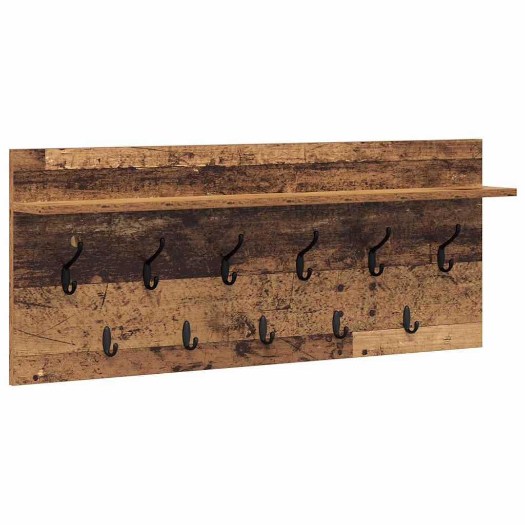 Porte-manteau mural avec étagère Bois ancien Bois d'ingénierie