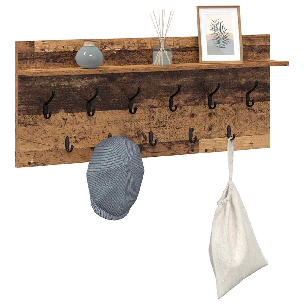 Porte-manteau mural avec étagère Bois ancien Bois d'ingénierie