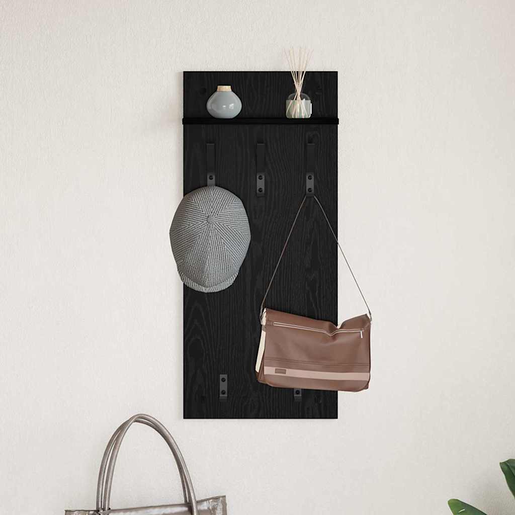 Porte-manteau mural avec étagère Chêne noir 90 x 40 x 10 cm