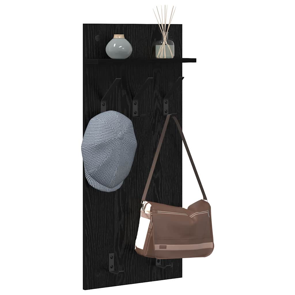Porte-manteau mural avec étagère Chêne noir 90 x 40 x 10 cm