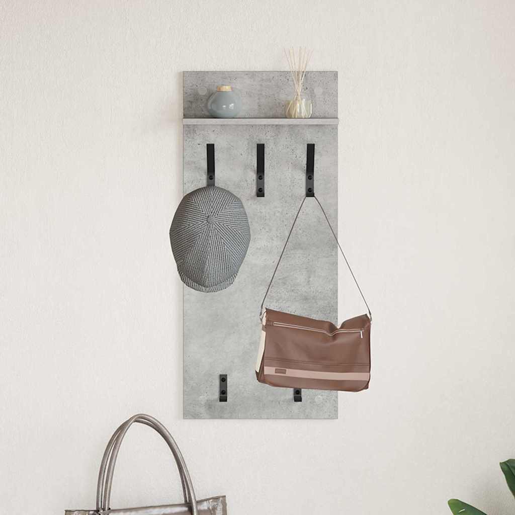 Porte-manteau mural avec étagère Gris béton 90 x 40 x 10 cm