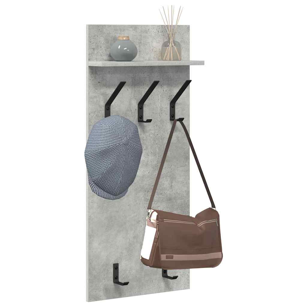 Porte-manteau mural avec étagère Gris béton 90 x 40 x 10 cm