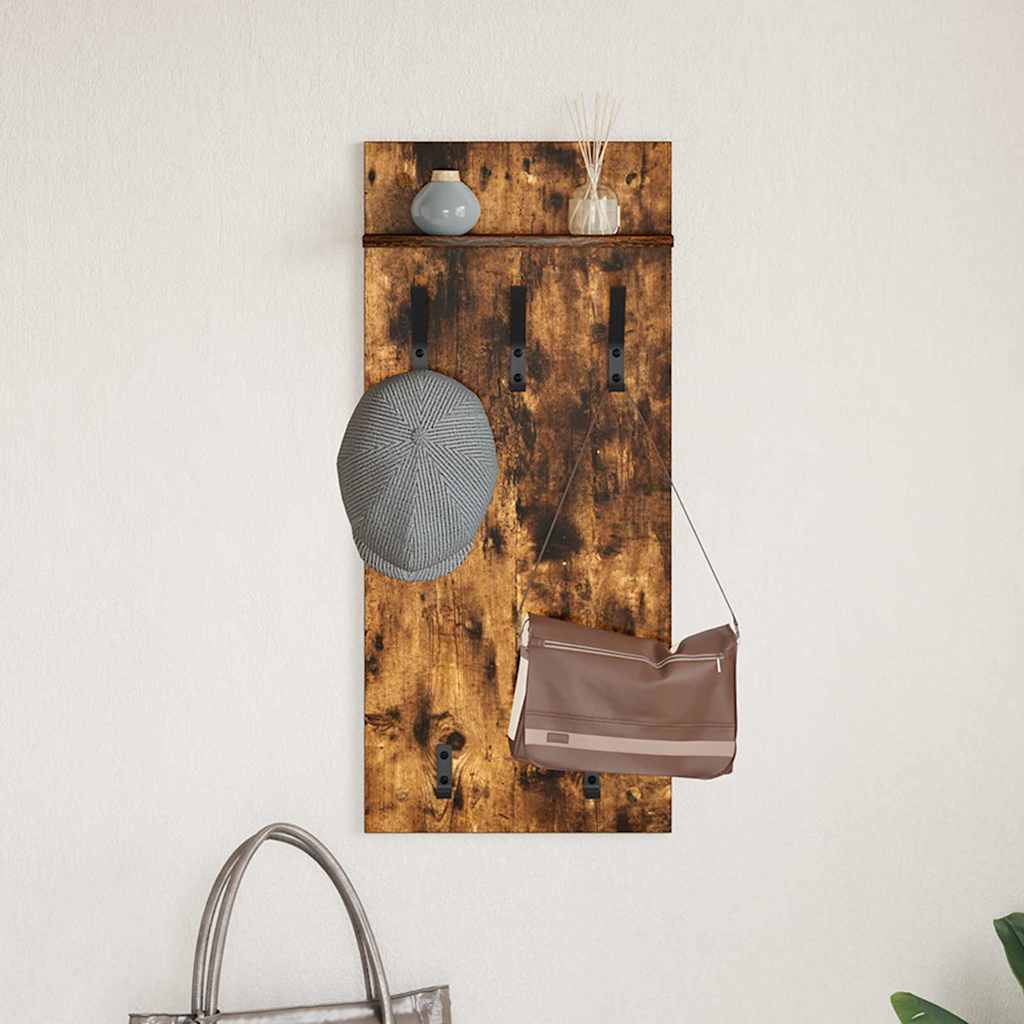 Porte-manteau mural avec étagère Chêne fumé 90 x 40 x 10 cm