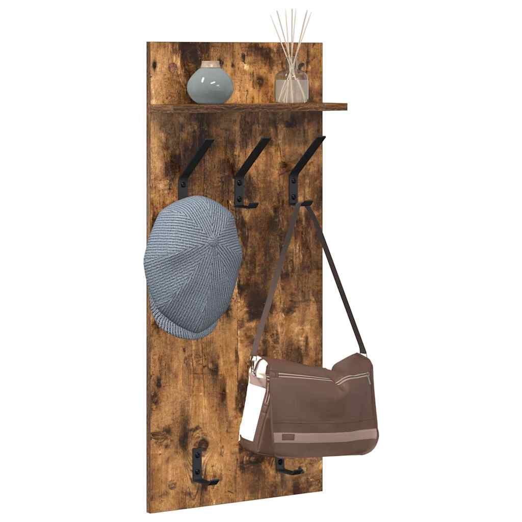 Porte-manteau mural avec étagère Chêne fumé 90 x 40 x 10 cm
