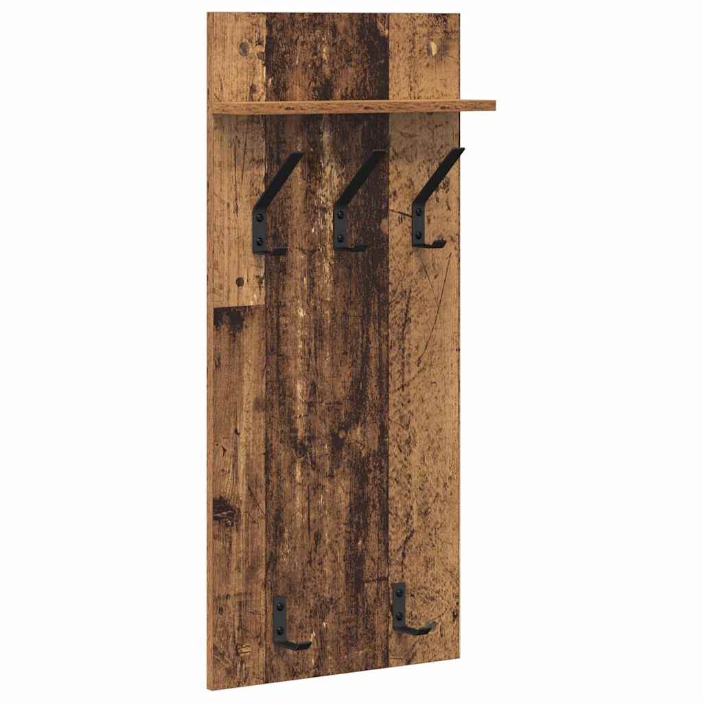 Porte-manteau mural avec étagère Bois ancien 90 x 40 x 10 cm