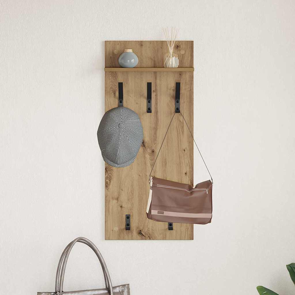 Porte-manteau mural chêne artisanal 90 x 40 x 10 cm