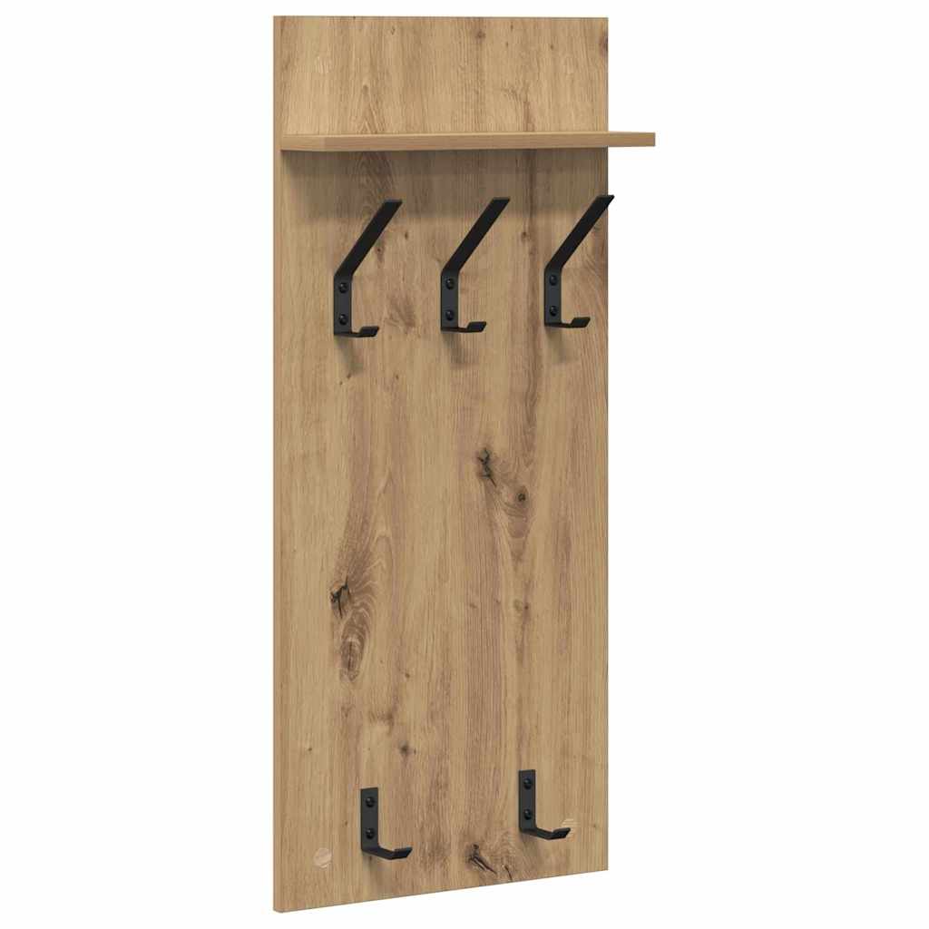 Porte-manteau mural chêne artisanal 90 x 40 x 10 cm