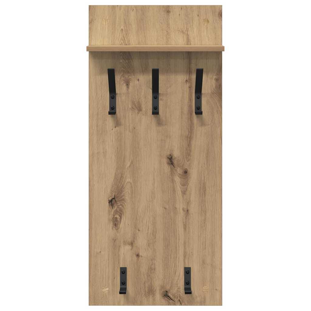 Porte-manteau mural chêne artisanal 90 x 40 x 10 cm