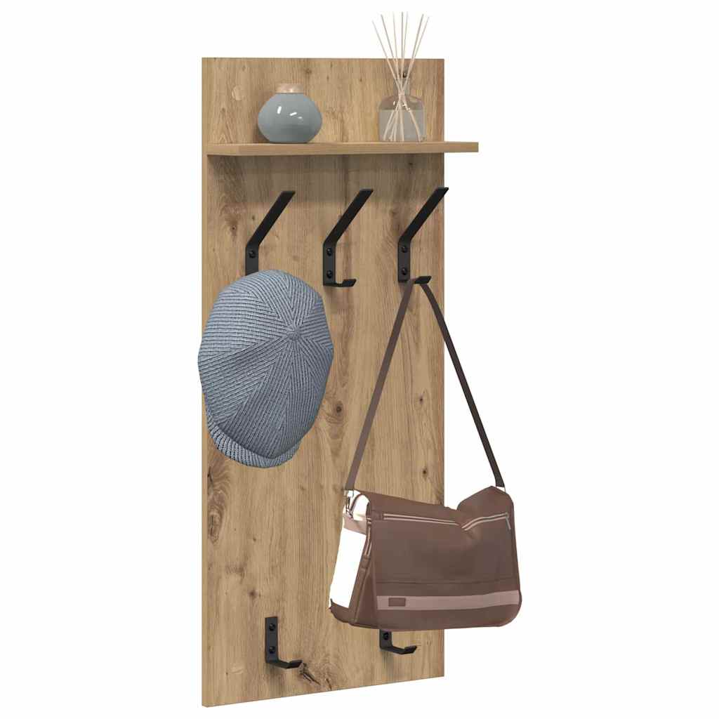 Porte-manteau mural chêne artisanal 90 x 40 x 10 cm