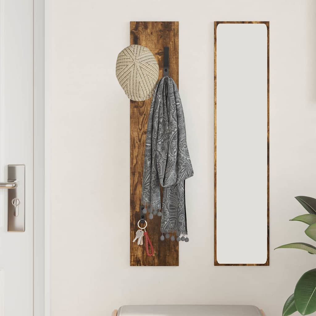 Porte-manteau mural Montage mural Chêne fumé 20 x 1.5 x 100 cm