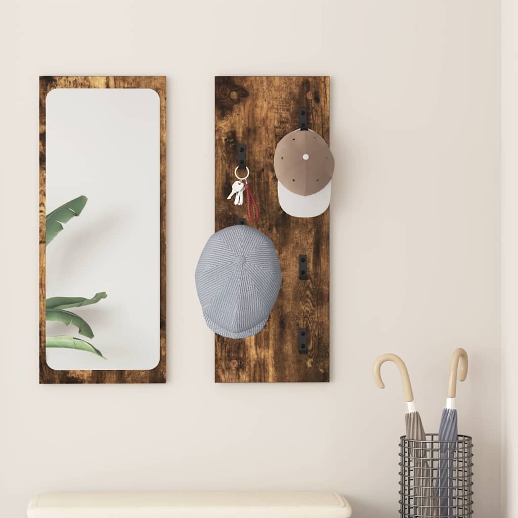 Porte-manteau mural Montage mural Chêne fumé 30 x 1.5 x 80 cm
