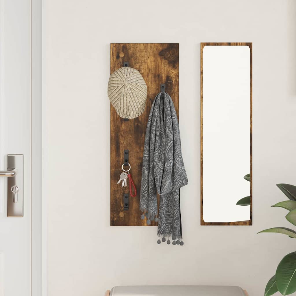 Porte-manteau mural Montage mural Chêne fumé 30 x 1.5 x 80 cm