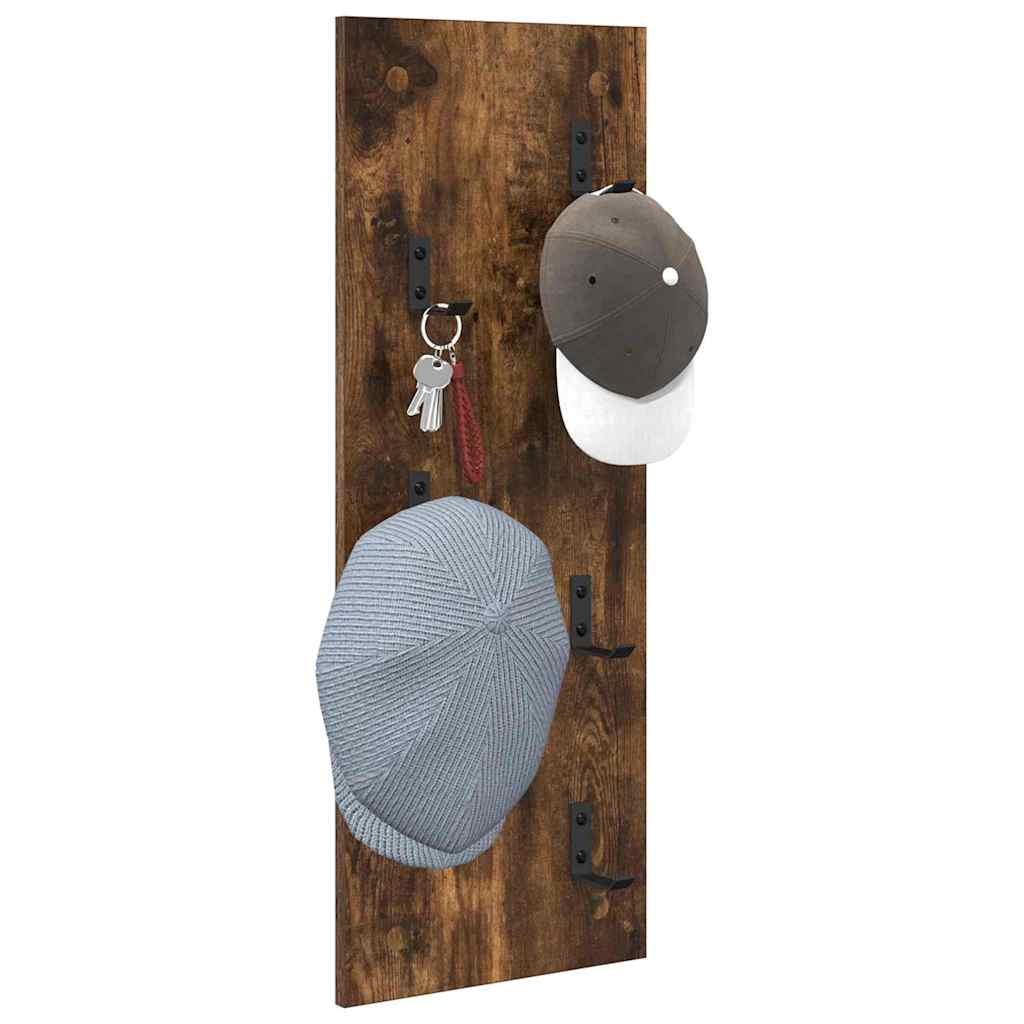 Porte-manteau mural Montage mural Chêne fumé 30 x 1.5 x 80 cm
