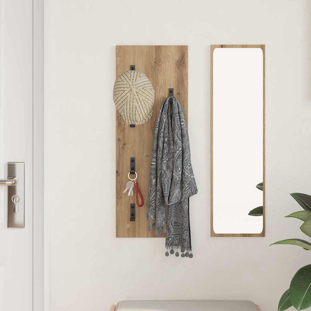 Porte-manteau mural chêne artisanal 30 x 1.5 x 80 cm