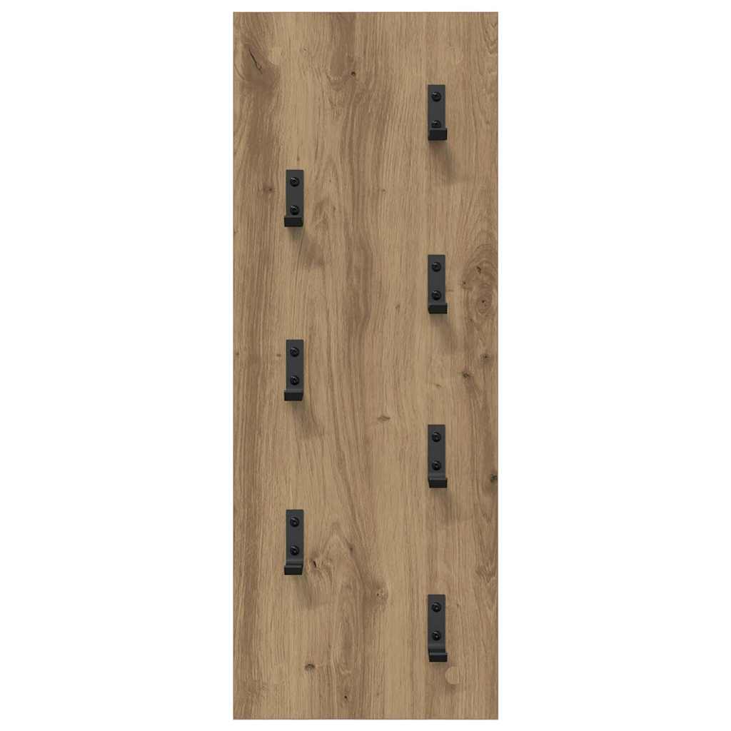 Porte-manteau mural chêne artisanal 30 x 1.5 x 80 cm