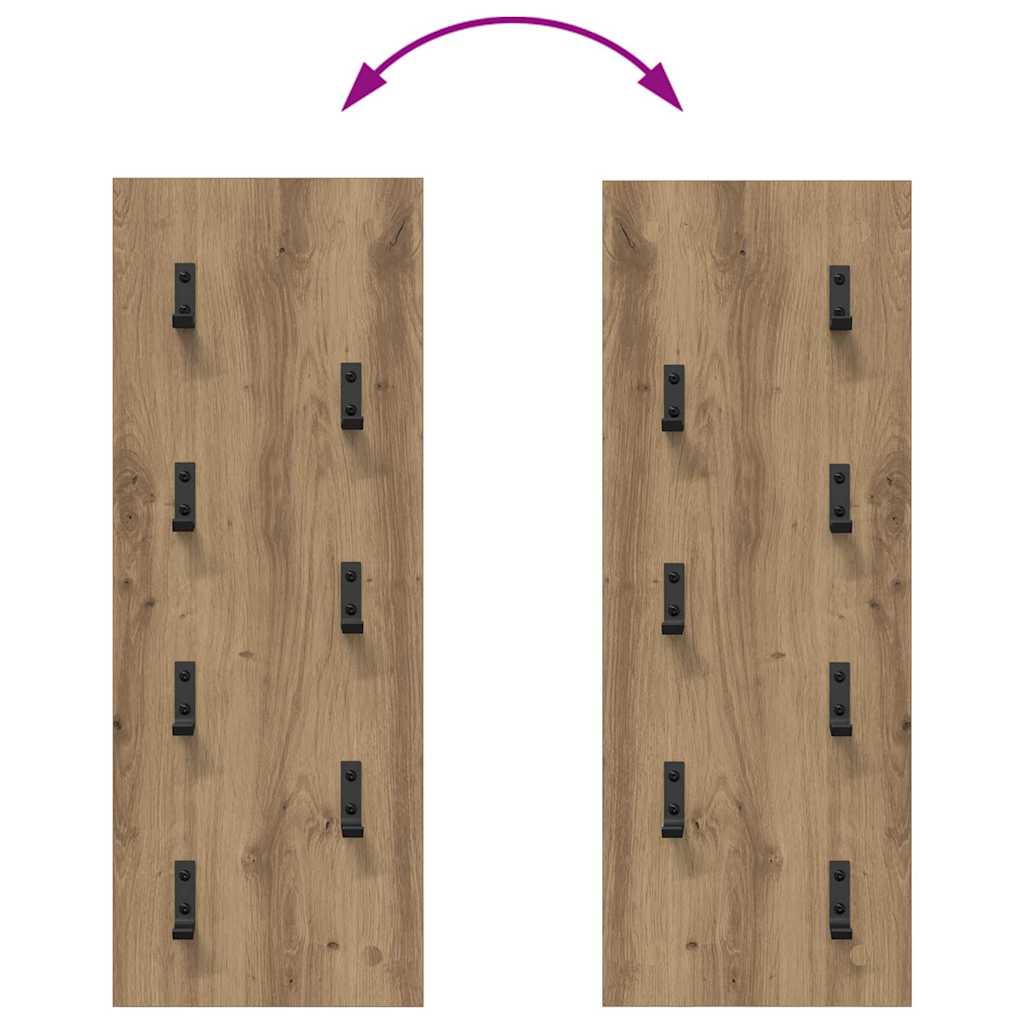 Porte-manteau mural chêne artisanal 30 x 1.5 x 80 cm