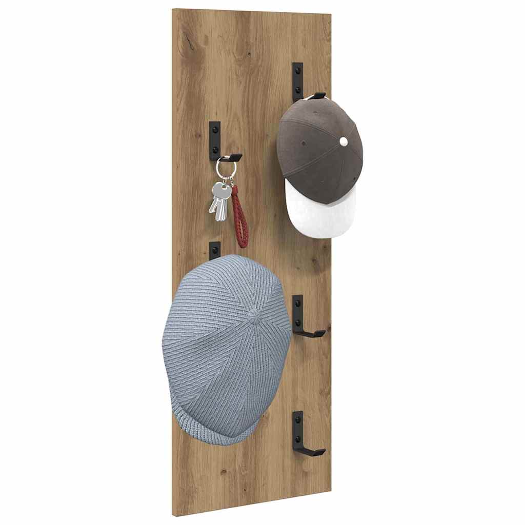 Porte-manteau mural chêne artisanal 30 x 1.5 x 80 cm