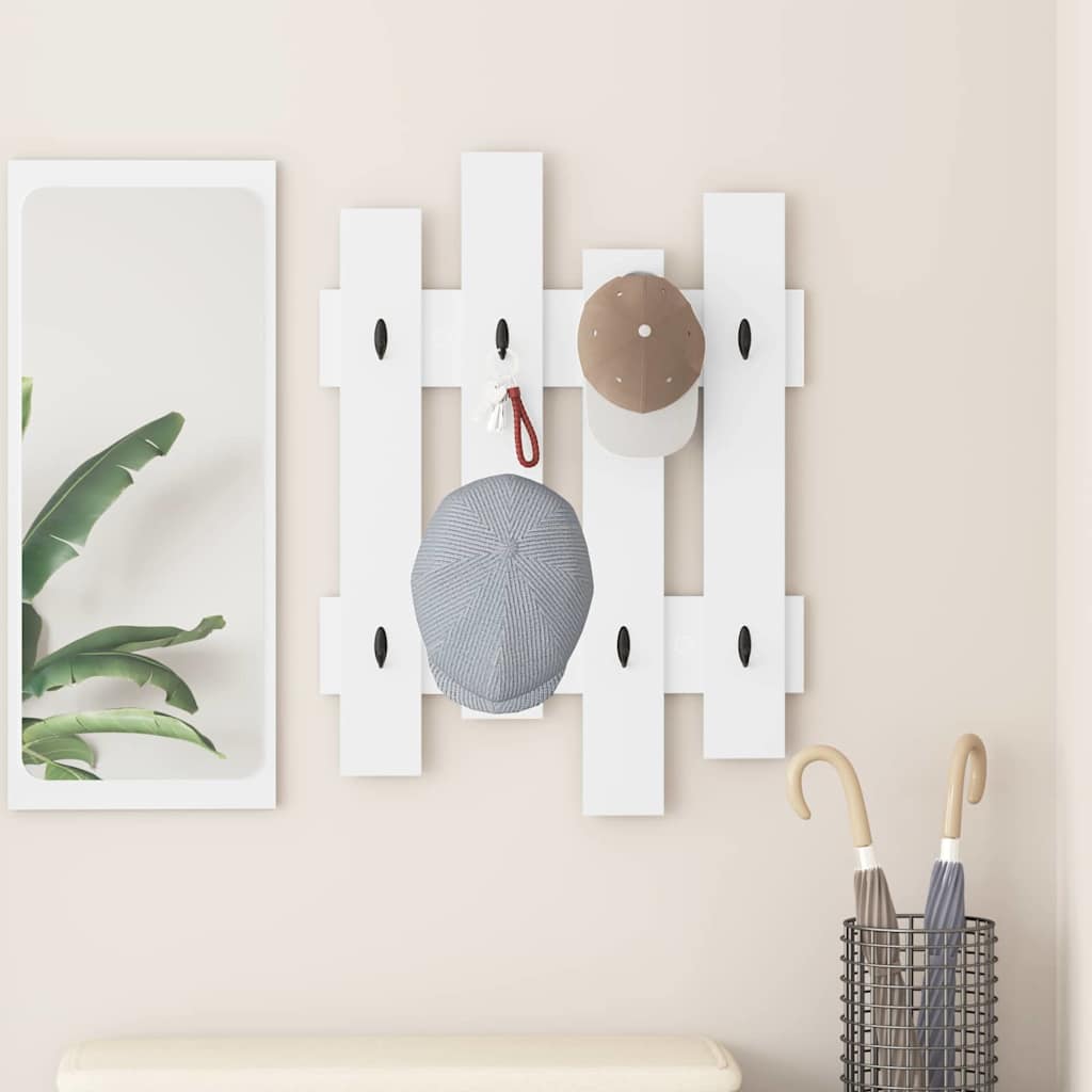 Porte-manteau mural Blanc 60 x 3 x 82 cm Bois d'ingénierie