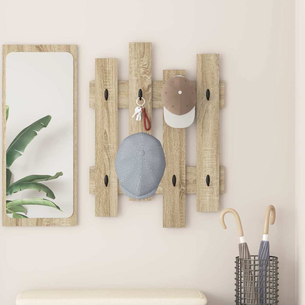 Porte-manteau mural Montage mural Chêne sonoma 60 x 3 x 82 cm