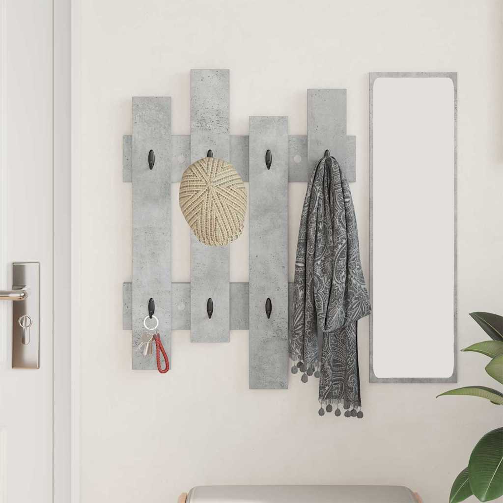 Porte-manteau mural Gris béton 60 x 3 x 82 cm Bois d'ingénierie