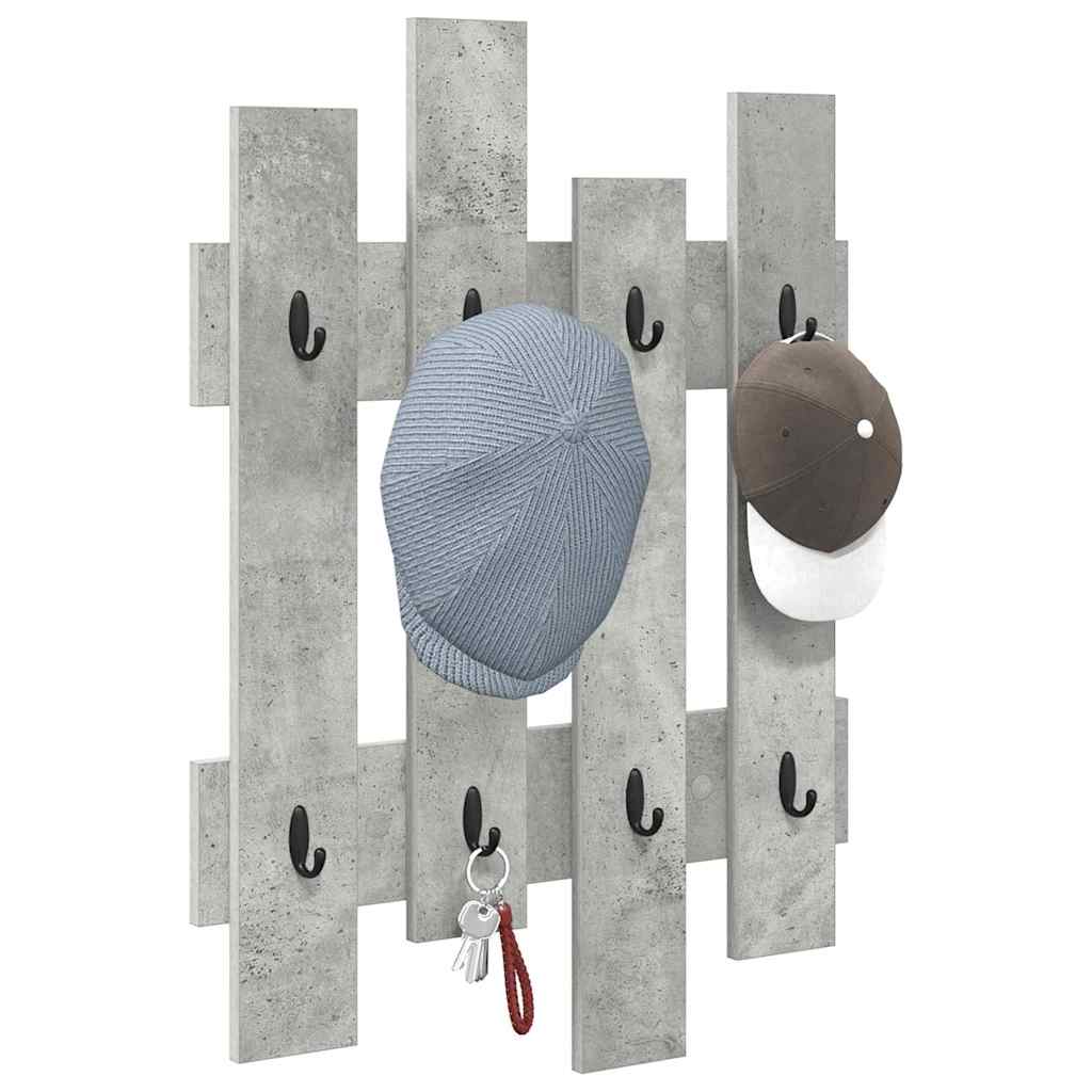 Porte-manteau mural Gris béton 60 x 3 x 82 cm Bois d'ingénierie