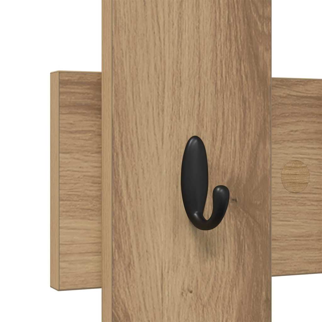 Porte-manteau mural chêne artisanal 60 x 3 x 82 cm