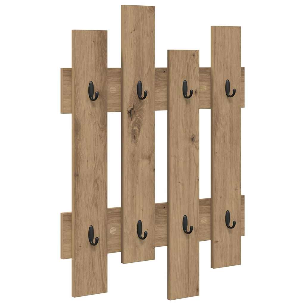Porte-manteau mural chêne artisanal 60 x 3 x 82 cm