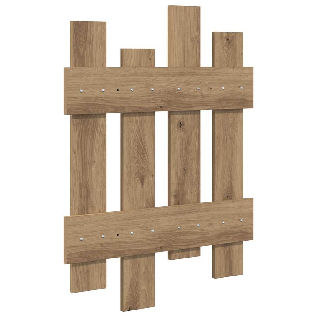 Porte-manteau mural chêne artisanal 60 x 3 x 82 cm