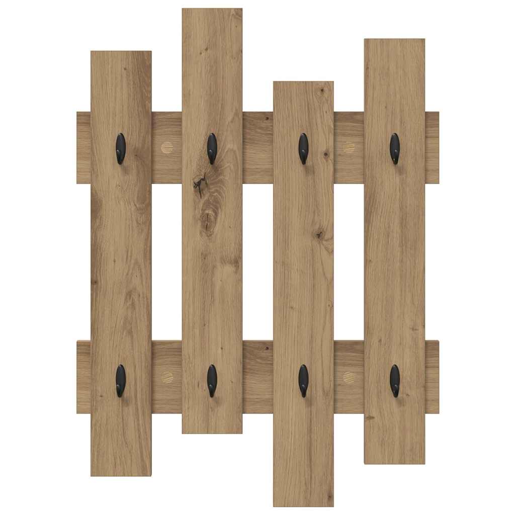 Porte-manteau mural chêne artisanal 60 x 3 x 82 cm