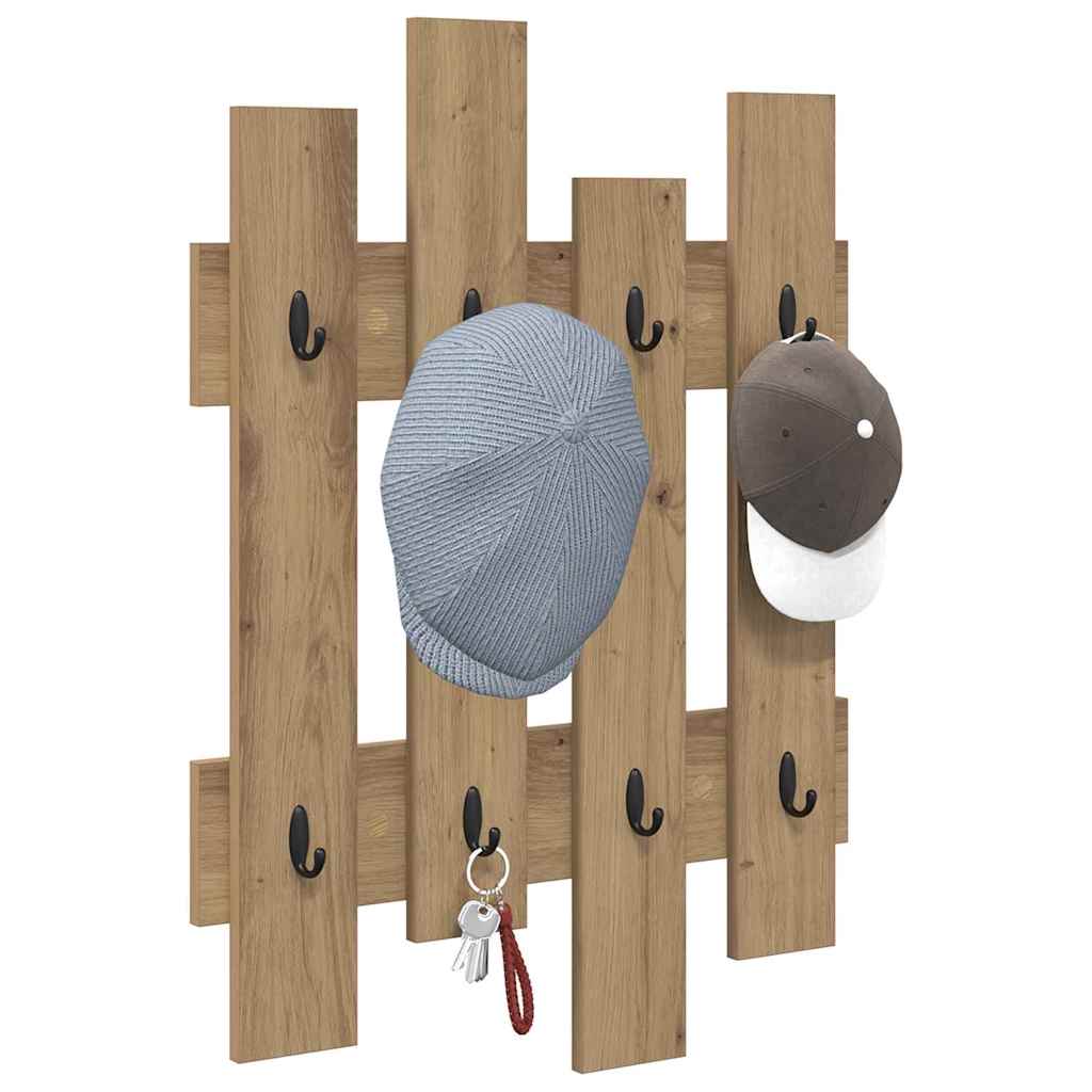 Porte-manteau mural chêne artisanal 60 x 3 x 82 cm