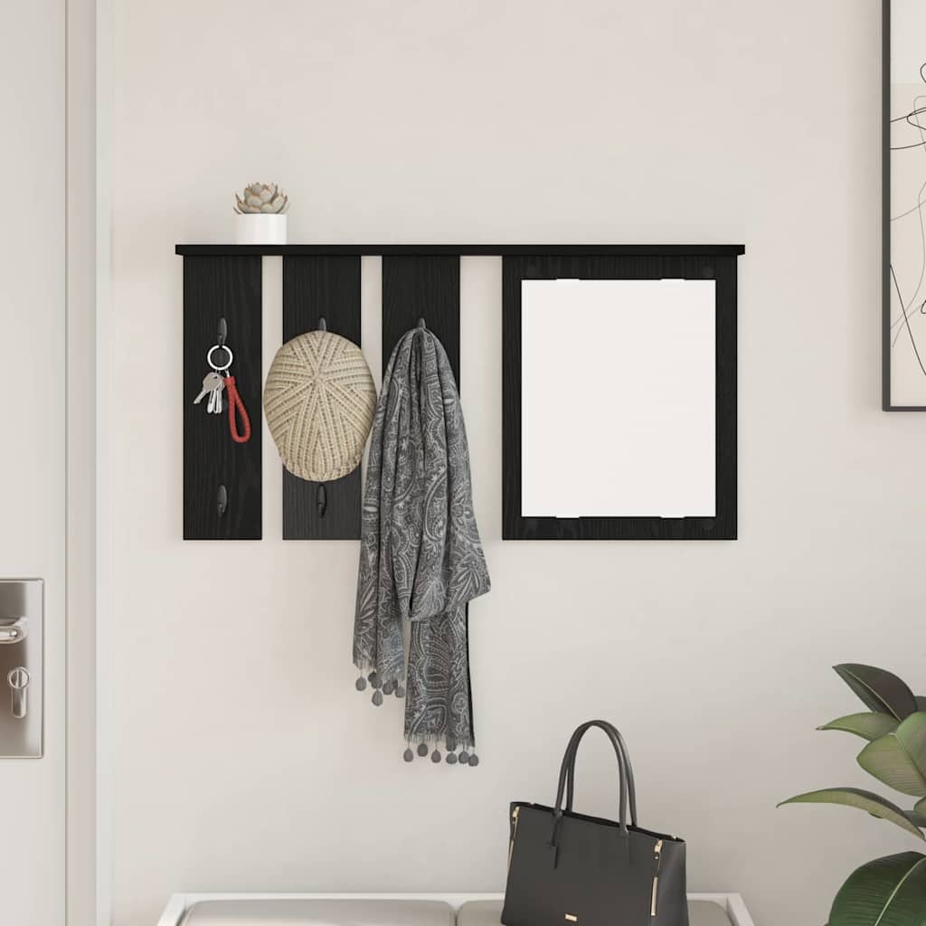 Porte-manteau mural avec étagère Chêne noir 85 x 10 x 45 cm
