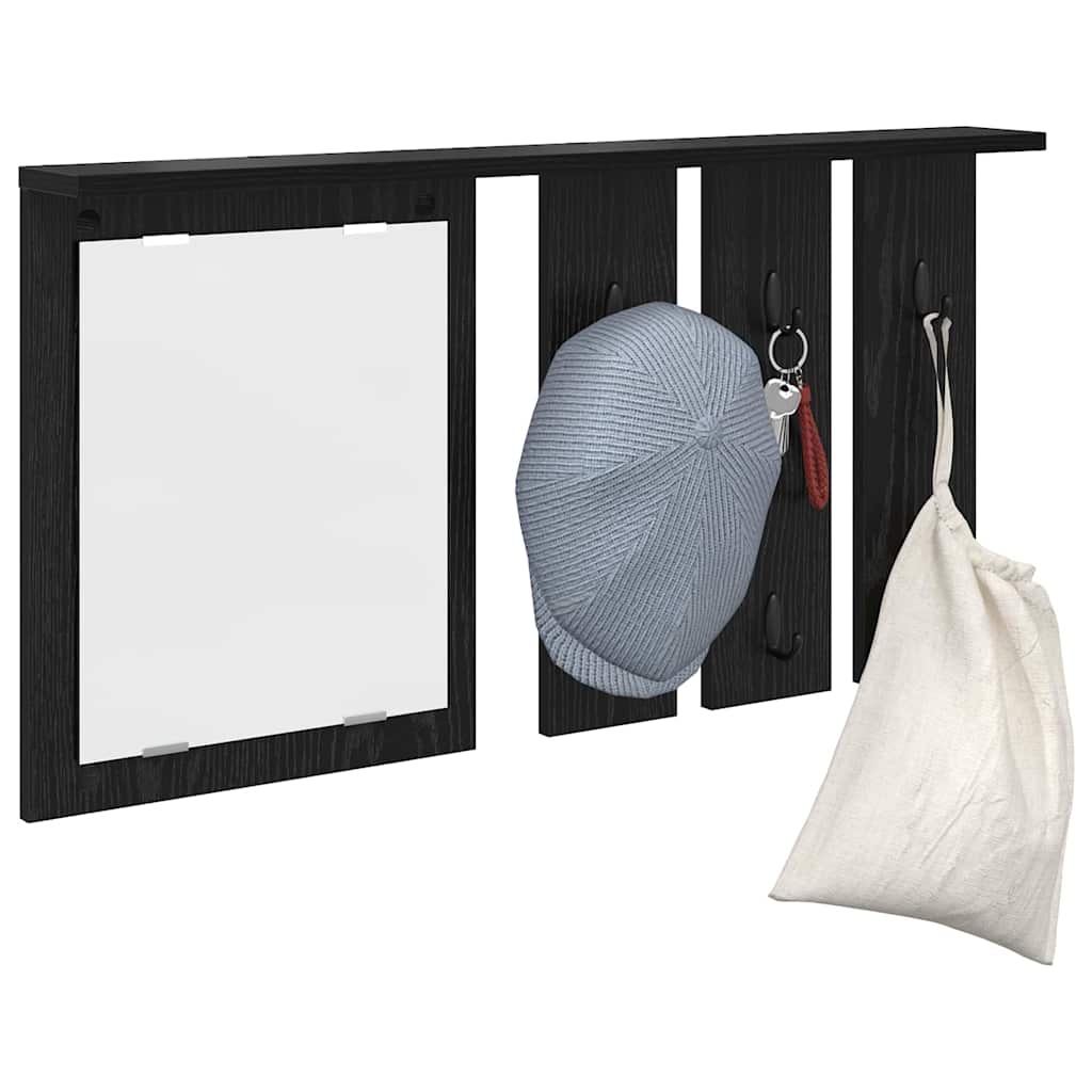 Porte-manteau mural avec étagère Chêne noir 85 x 10 x 45 cm