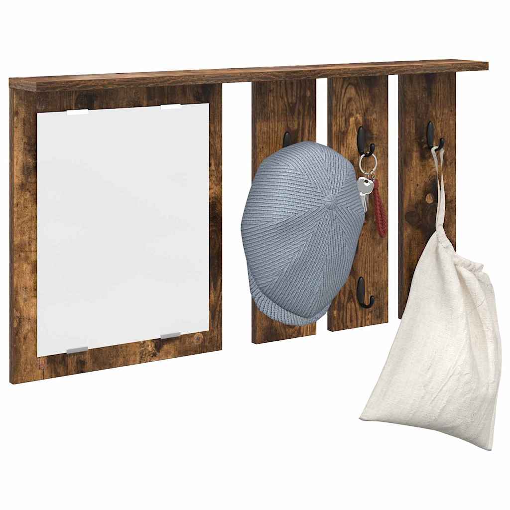 Porte-manteau mural avec étagère Chêne fumé 85 x 10 x 45 cm