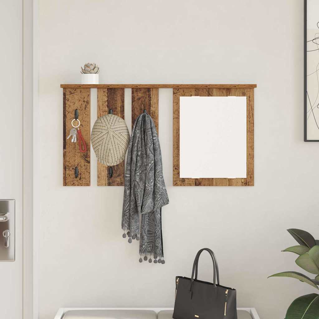 Porte-manteau mural avec étagère Bois ancien 85 x 10 x 45 cm