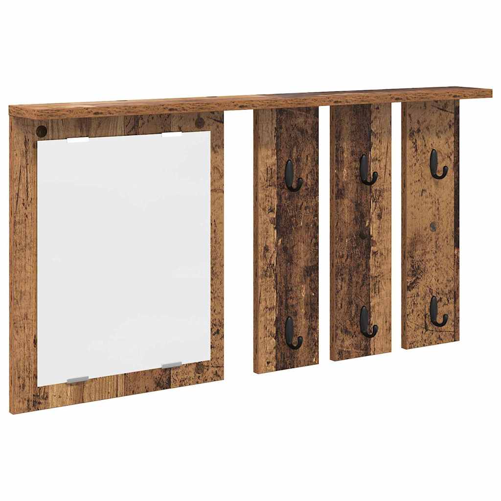 Porte-manteau mural avec étagère Bois ancien 85 x 10 x 45 cm