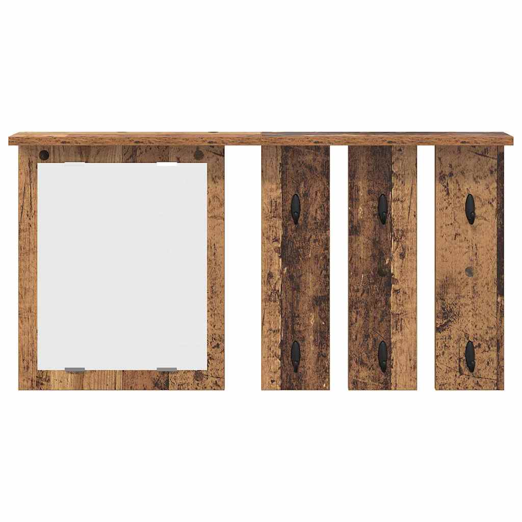 Porte-manteau mural avec étagère Bois ancien 85 x 10 x 45 cm