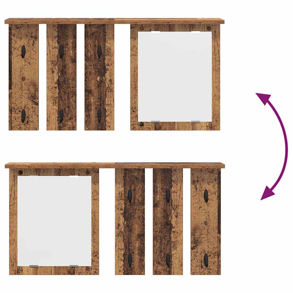 Porte-manteau mural avec étagère Bois ancien 85 x 10 x 45 cm