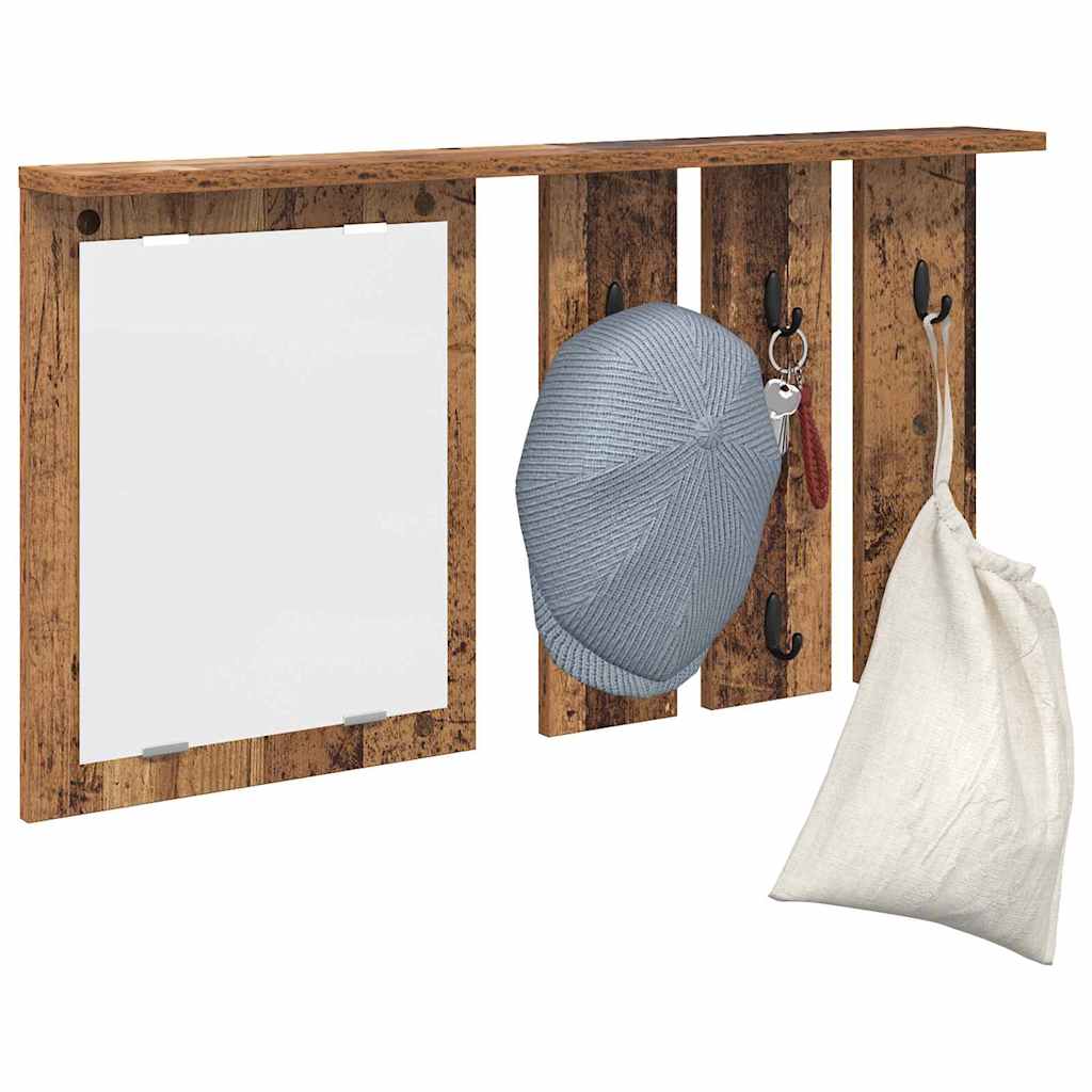 Porte-manteau mural avec étagère Bois ancien 85 x 10 x 45 cm