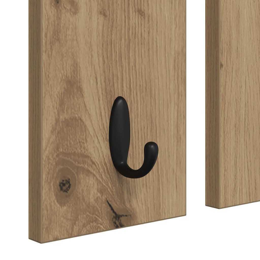 Porte-manteau mural avec miroir chêne artisanal 85 x 10 x 45 cm