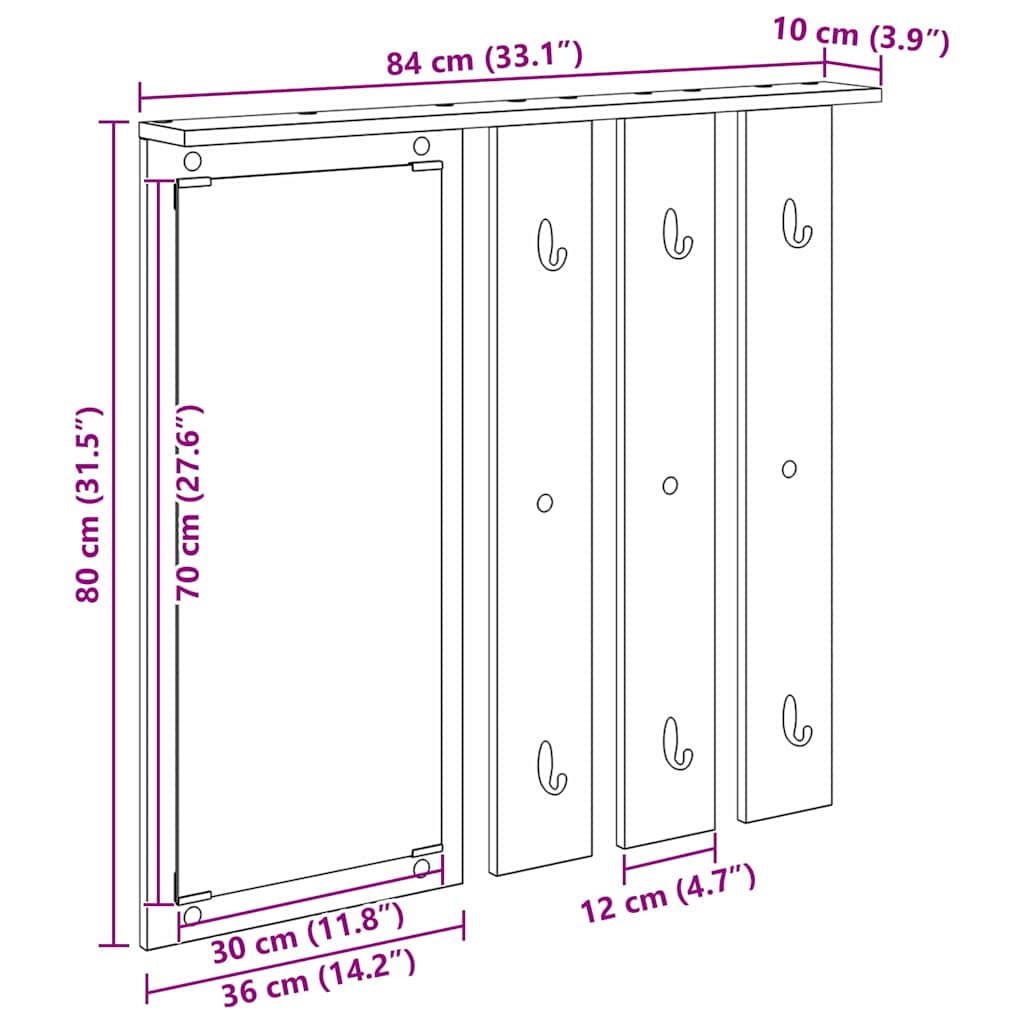 Porte-manteau mural Blanc 84 x 10 x 80 cm Bois d'ingénierie