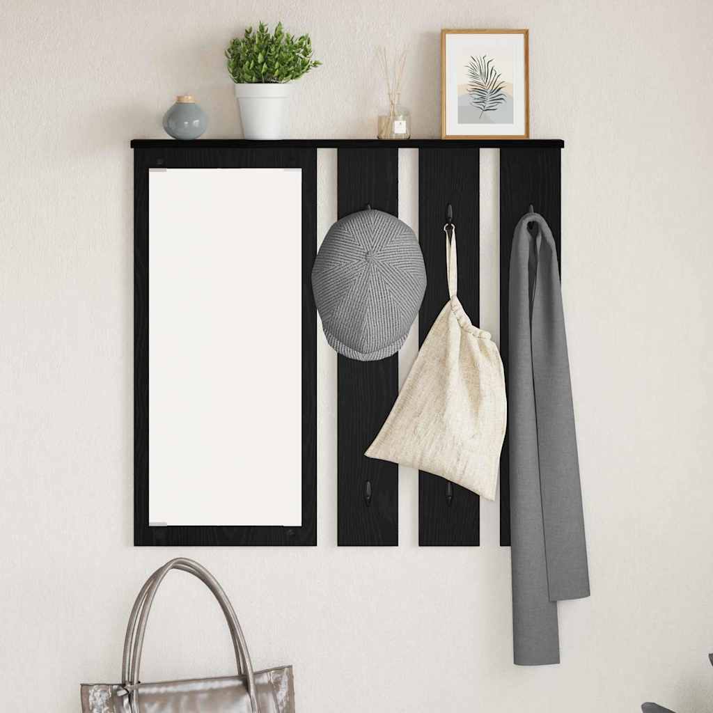 Porte-manteau mural avec étagère Chêne noir 84 x 10 x 80 cm